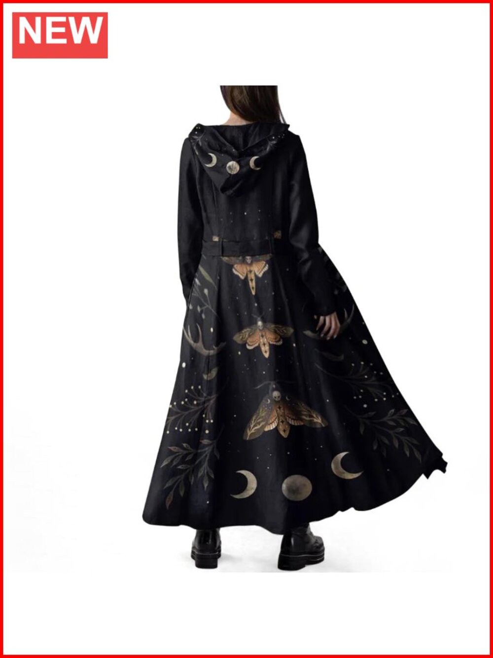 Women Long Fleece Trench Coat Gothic Winter Open Front Belted Overcoat Casual